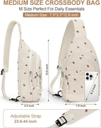 Capolo Sling Bag for Women Men Waterproof Crossbody Bags for Women Trendy Casual Fanny Pack with Convertible Shoulder Strap Chest Bag for Travel Hiking(Strawberry, Medium)