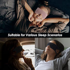 FRESHME Zero Pressure Sleep Mask - Lightweight Breathable Blockout Eye Mask for Sleeping with Ear Hanging Elastic Strap for All Sleep Positions Men Women Soft and Comfortable Black Eye Blinder Travel
