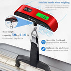 Luggage Scale, Portable Luggage Weight Scale 110lb/50kg with LED Display, Luggage Scale Travel Digital for Weighing Luggage, Backpacks, Fruits and Pets (Red)