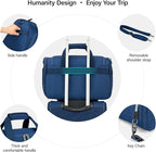 Hanke Small Travel Duffel Bag, Under Seat Carry On Personal Item Bag with 11 Pockets, Lightweight Water Resistant Foldable Weekender Bag with Trolley Sleeve for Travel Gym Daily Use（Blue）