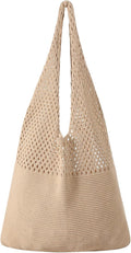 Premillow Crochet Beach Tote Bags, Stylish Mesh Beach Bags Shoulder Bag for Women, Cute Summer Vacation Boho Tote Bag