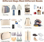 Toncoke 8-Piece Packing Cubes for Travel, Mesh Luggage Organizers with Shoe Bag, Toiletry Bag, Laundry Pouches, 4 Sizes (XL/L/M/S) for Suitcase Organization, Men Women Kids, Beige