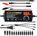 Universal Power Supply Adjustable 72w DC 3V ~ 24V Variable Switching 100V-240V AC/DC Adapter with Volt Display,14pcs Tips,4-Way Power Splitter Cable,Test Lead, Polarity Converter