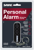 SABRE Personal Alarm With Key Ring, 120dB Alarm, Audible Up To 1,280 Feet (390 Meters), Simple Operation, Reusable, Black