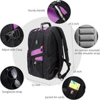 SHRRADOO Extra Large 50L Travel Laptop Backpack with combination lock, College Backpack Airline Approved Business Work Bag Fit 17 Inch Laptops for Men Women,Purple