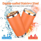 20 oz Tumbler with Lids and Straws, Stainless Steel Insulated Travel Coffee Mug, Double Wall Vacuum Insulated Tumblers, Powder Coated Coffee Tumbler for Cold & Hot Drinks (Mix Color-7, 6 Pack)