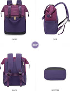 LOVEVOOK Laptop Backpack for Women, 17.7 Inch Work Laptop Bag with USB Port, Fashion Teacher Nurse Backpack Purse, Waterproof Travel Computer Backpack with Organizer Bag, 2pcs, Blue-Purple
