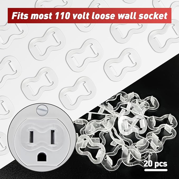 20-Pack Loose Outlet Fix Plug - Ensure Secure Connection for Power Plugs - Socket Extender Prevents Loose Socket Issues - Easily Fix Loose Outlets - Won't Fall Out or Cut Off Electricity