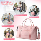 Travel Duffle Bag, Weekender Travel Bag Men Small Gym Bag for Women, Hospital Bag for Labor and Delivery, Overnight Bag Luggage Bag with Trolley Sleeve, Airplane Travel Essentials for Flying(Pink)