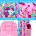 2Pcs Kids Luggage Set, Girls Carry on Rolling Suitcase with Wheels, Unicorn Sequin Travel Suitcases with Toddler Backpack(Purple)