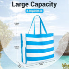Iioscre Beach Bag for Women, Causal Hobo Pool Bags with Zipper Inner Pocket, Foldable Swim Tote Bag for Vacation Essentials