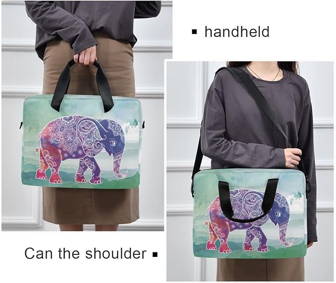 Elephant Art Watercolor Painting Laptop Case, 15.6 inch Laptop Bag, Waterproof Laptop Sleeve, Protective Briefcase for Women Men