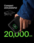 Belkin Portable Charger Power Bank, 3-Port Laptop Power Bank 20000 mAh, USB-A & USB-C Chargers Fast Charging 65W Ports for MacBook, Apple iPhone 17, iPad, Samsung Galaxy S25, Nintendo Switch 2 - Black
