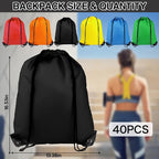 Drawstring Backpack 40Pcs Drawstring Bags, Draw String Back Bag Drawstring Bags Bulk for Sports, Gym, Travel, Swimming, Beach (6 Colors)
