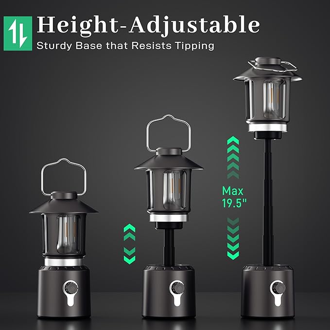 Camping Lantern Rechargeable, Telescopic 8000mAh Retro Waterproof Camping Light, Electric Lanterns for Power Outages, Vintage Hurricane Lamp for Tent Outdoor Patio RV Fishing