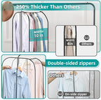 LANDNEOO 6 Pack Clear Garment Bags for Hanging Clothes with Zippers on Double Sides - 10'' Clothes Storage for Coat, Dress, and Fur in Closet - 60'' Long Suit Bags
