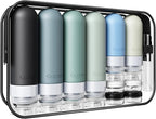 20 Pack Travel Bottles for Toiletries, Original Patented, TSA Approved Travel Size Containers, Leak Proof Silicone Shampoo and Conditioner Bottles Women & Men, Airplane Cruise Essentials, Black