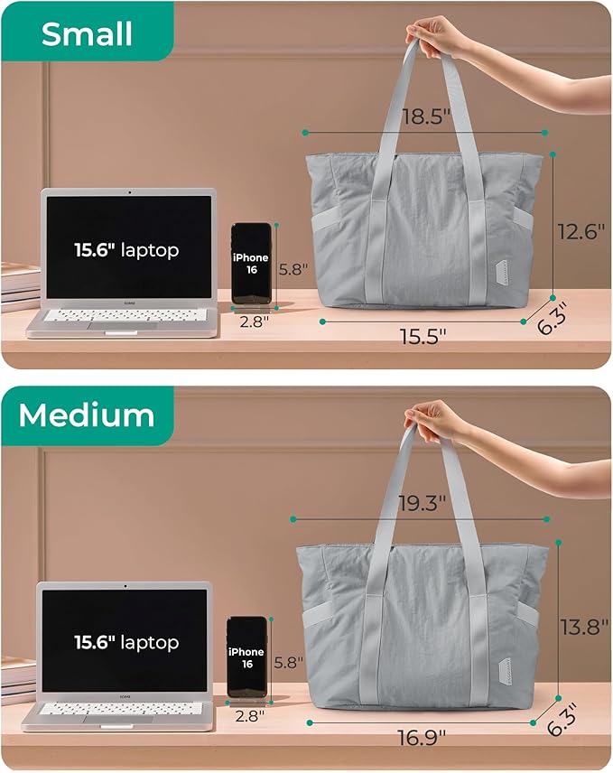 BAGSMART Tote Bag for Women, Tote Bag with Zipper Work Tote with Compartments Nurse Shoulder Hanbag for Travel, Gym
