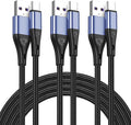 USB Type C Cable Fast Charging,3pack 10ft Premium Nylon Braided 3A Rapid Charger Quick Cord,Type C to A Cable Compatible for Samsung Galaxy S21 S20 S10 S9 S8 Plus,Note 20 10 9 8, LG V50 V40 G8（Blue）