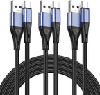 USB Type C Cable Fast Charging,3pack 10ft Premium Nylon Braided 3A Rapid Charger Quick Cord,Type C to A Cable Compatible for Samsung Galaxy S21 S20 S10 S9 S8 Plus,Note 20 10 9 8, LG V50 V40 G8（Blue）