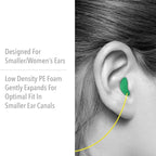 Howard Leight by Honeywell Maximum Lite Low Pressure Corded Disposable Foam Earplugs, Box of 100 Pairs (LPF-30) ,Green