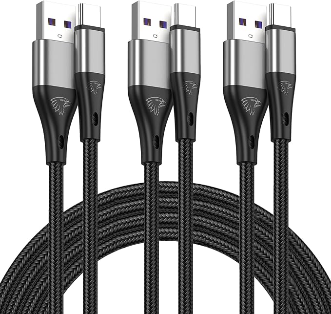 USB to USB C Cable,3Pack 6ft Premium Nylon Braided Fast Charging,3A Rapid Charger Cord,Type C to A Cable Compatible with Samsung Galaxy S22 S21 S20 S10 S9 S8 Plus,Note 20 10 9 8,LG V50 V40