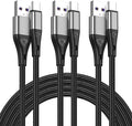 USB to USB C Cable,3Pack 6ft Premium Nylon Braided Fast Charging,3A Rapid Charger Cord,Type C to A Cable Compatible with Samsung Galaxy S22 S21 S20 S10 S9 S8 Plus,Note 20 10 9 8,LG V50 V40