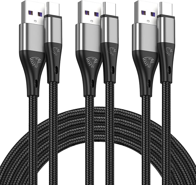 USB to USB C Cable,3Pack 10ft Premium Nylon Braided Fast Charging,3A Rapid Charger Cord,Long Type C to A Cable Compatible with Samsung Galaxy S22 S21 S20 S10 S9 S8 Plus,Note 20 10 9 8,LG V50 V40
