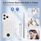 Magnetic Portable Charger for MagSafe with Built-in Cable, iWatch Charger, 10800mAh Wireless Power Bank Travel Essentials, 25W PD Fast Charging Battery Pack for iPhone 17/16/15/14/13,Apple Watch-White