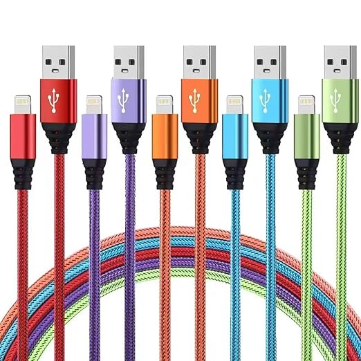 iPhone Charger 10FT 5Pack Apple MFi Certified Lightning Cable Fast Charging Nylon Braided USB-A to Lightning Compatible with iPhone 14/13 mini/14/13/12/11 Pro MAX/XR/XS/8/7/Plus/6S/SE/iPad