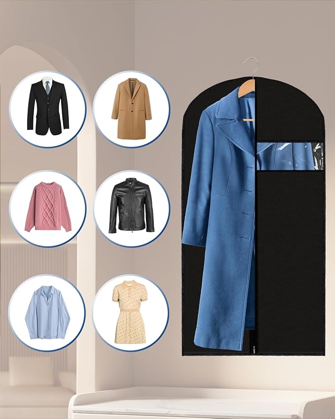Garment Bags Garment Covers 24 x 43 Inch, 2 Packs PEVA Suit Bags for Hanging Clothes, Suit Covers on Closet or Travel for Suits, T-shirts and Jackets