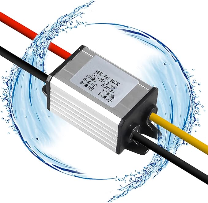 8-22V to 3-15V DC Converter Car Power Voltage, Waterproof DC 8-22V Step Down to DC 3-15V 3A Voltage Regulator Buck Converter Power Supply Step-Down Module Compatible with Vehicle Car Truck Volt