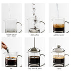 OVENTE French Press Coffee Maker 20 Ounce with Heat Resistant Borosilicate Glass, Stainless Steel Design and 4-Level Filter System, Portable Cold Brewer Pot for Travel, Camping or Gift, Silver FSH20S