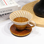 Handmade Ceramic Pour Over Coffee Dripper with 50 Pcs Coffee Filters - Portable Drip Coffee Brewer for Travel, Camping, Office or Home - Artisanal Pottery Gift for Enthusiasts