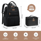 Maelstrom Travel Backpack for Women Men,Laptop Backpack Fits 15.6-17.3 Inch Laptop, Nurse/Work Bag with Insulated Lunch Box (Black)
