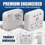 Cruise Ship Compliant Non-Surge Power Strip (6-in-1) Outlet Extender with 3 AC Outlets, 2 USB Ports & 1 USB-C, 2500W, Carnival, Norwegian, Princess & Disney Cruises – Verify Policies Before Travel
