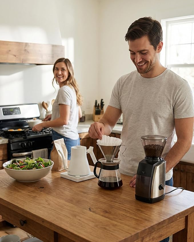 AGOGO V60 Coffee Dripper - Unbreakable 304 Stainless Steel Pour Over Cone for Travel & Camping, Includes 50 Paper Filters & Barista Towel - Silver