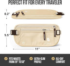 VENTURE 4TH Money Belt for Travel – Slim Hidden Under-Clothes RFID Blocking Anti-Theft Passport Holder & Travel Wallet Pouch for Men & Women to Protect Cash, Cards & Documents (Beige)