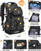 NOOLA Hydration Backpack with 3L Water Bladder, 22L / 25L Water Backpack for Hiking Cycling Biking, Lightweight Hiking Pack