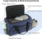 Gym Bag for Men Women, Sport Duffle Bag with Wet Pocket & Shoes Compartment, Water Resistant Overnight Weekender Bag Duffel Bag