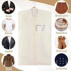 Aliceset 6 Pcs 43 Inches Cotton Garment Bags for Hanging Clothes Canvas Suit Bags for Clothes Coats Jackets Shirts Closet Storage Travel Gusseted Hanging Garment Cover