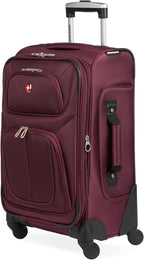 SWISSGEAR Sion Softside Expandable Spinner Luggage Durable Lightweight Travel Suitcase, Merlot, Carry-On 21-Inch