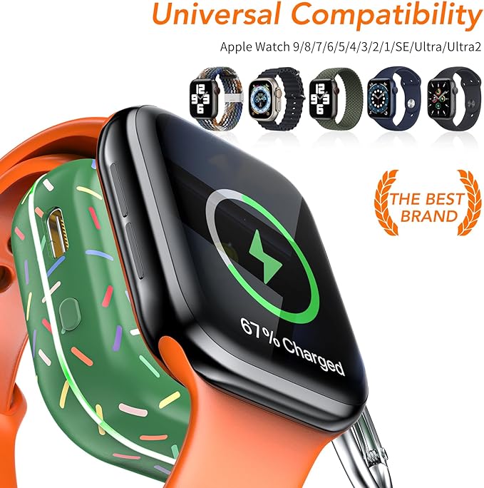 Portable Wireless Charger for Apple Watch Series 10/9/8/UItra/7/6/5/4/3/2/SE/Nike,Compact Travel Purse Essentials Magnetic iWatch Charger 1200mAh Extra Power Bank Keychain Style