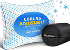 Small Cooling Memory Foam Travel Pillows for Airplanes Sleeping, Compressible Camping Pillow, Mini Adjustable Shredded Foam Bed Pillow for Medium Firm Neck Knee Lumbar Support, Ideal Car, Backpacking