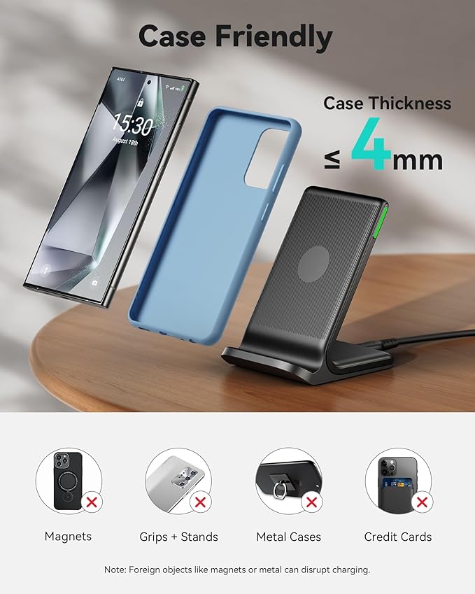INIU Slimmest 45W 10000mAh Portable Charger with Built-in USB-C Cable & 15W Qi Certifie Wireless Charging Station Combo