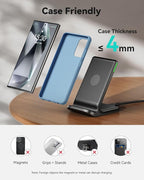 INIU Slimmest 45W 10000mAh Portable Charger with Built-in USB-C Cable & 15W Qi Certifie Wireless Charging Station Combo