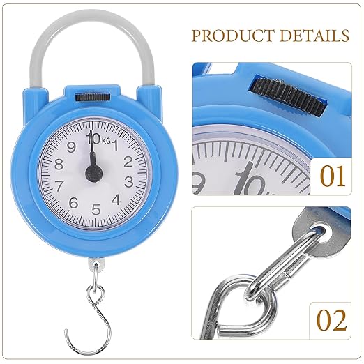 Operitacx Portable Travel Luggage Scale with Hook, Mechanical Hanging Spring Dial Weight Scale, High Accuracy Handheld Suitcase Weighing Tool for Travel and Postal Use, Blue