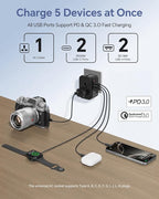 Universal Travel Adapter with 2 PD20W USB-C & 2 QC18W USB-A Ports, Fast Charging International Power Plug Adapter, All-in-One Worldwide Adaptor Converter Wall Charger for US EU UK AUS Asia