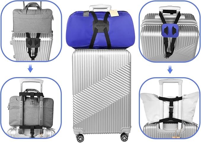 Luggage Straps Bag Bungees for Add a Bag Easy to Travel Suitcase Elastic Strap Belt， High Elastic Suitcase Adjustable Belt Bag Bungees with Buckles (Black/Black)