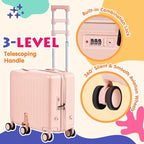 smilesun Kids Ride-On Luggage, 20" Hardshell Carry-On Suitcase with 6 Spinner Wheels, Foldable Pedal, Hidden Cup Holder & Combination Lock for Toddlers & Children (Light Pink, 20-inch)